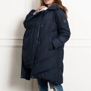 Seraphine Adena | Chevron Puffer Maternity Coat- Navy, NWT
